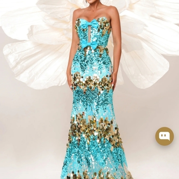 Bow Knot, Tube Top, Lace Up, Contrast Sequined Mermaid Gown for Special Events - Picture 6 of 16